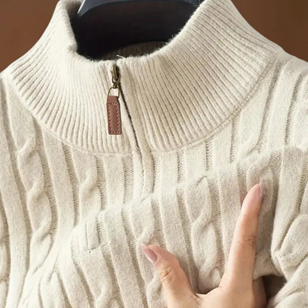 Győző - Cipzáras Pulóver Keverékanyag Ultra Puha