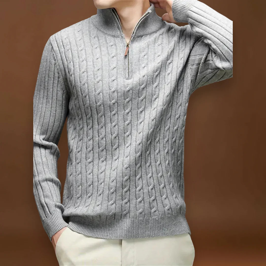 Győző - Cipzáras Pulóver Keverékanyag Ultra Puha