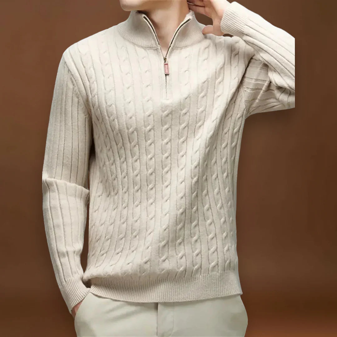 Győző - Cipzáras Pulóver Keverékanyag Ultra Puha