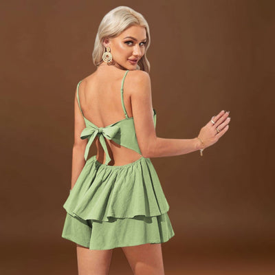 Boglár - Háttér nélküli mini ruha masnis pántokkal és réteges szoknyával