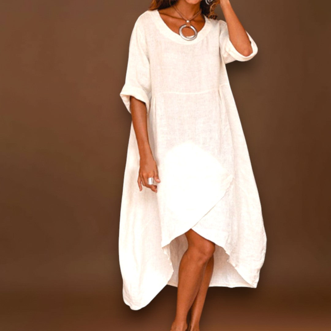 Regina - Aszimmetrikus ruha pamutból és vászonból