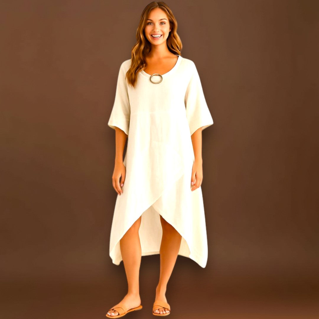 Regina - Aszimmetrikus ruha pamutból és vászonból