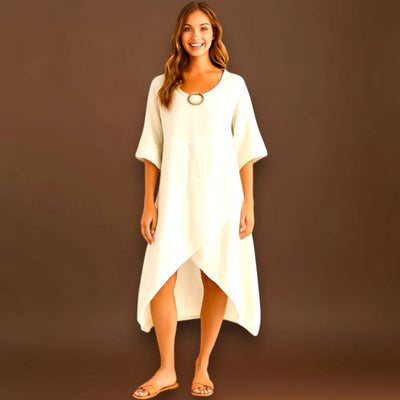 Regina - Aszimmetrikus ruha pamutból és vászonból