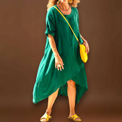 Regina - Aszimmetrikus ruha pamutból és vászonból