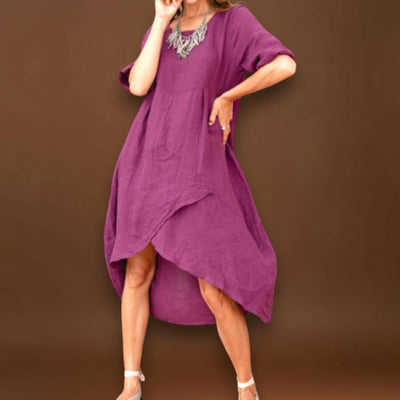 Regina - Aszimmetrikus ruha pamutból és vászonból