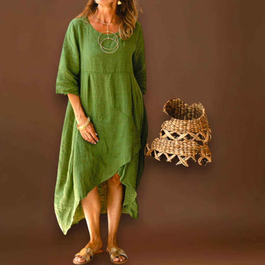 Regina - Aszimmetrikus ruha pamutból és vászonból