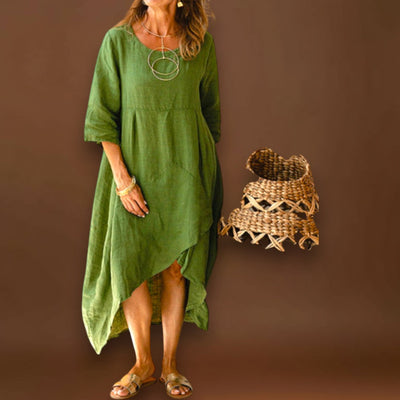 Regina - Aszimmetrikus ruha pamutból és vászonból