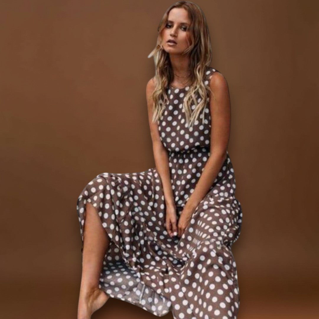 Klára - Midi Boho ruha pöttyökkel